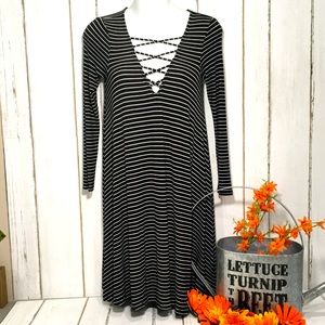 AEO Black and White Striped Dress, XS